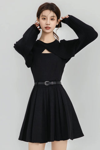 Two-Piece Mini Cami Dress & Sweater Set