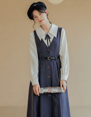 Traveller's Pinafore-Set mit Nadelstreifen