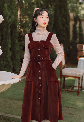 Corduroy Button Up Midi Dress