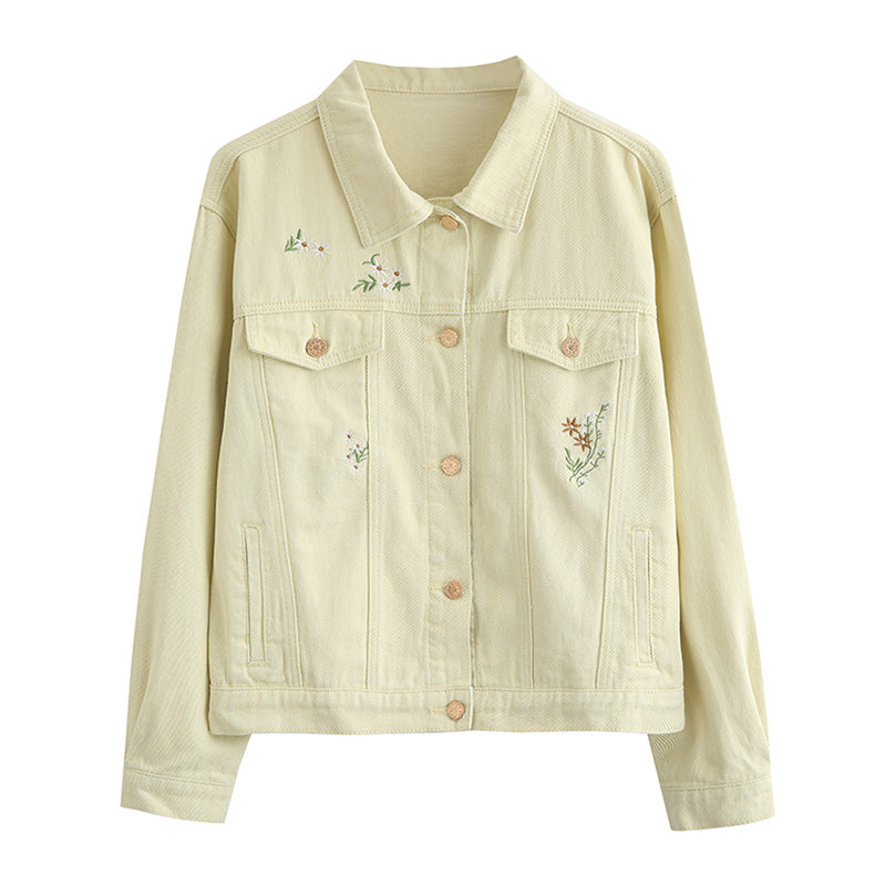 Jeansjacke mit Daisy Garden-Stickerei