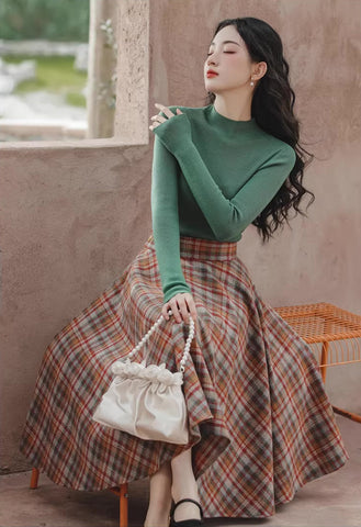 Maple – Karierter Midi-Tellerrock