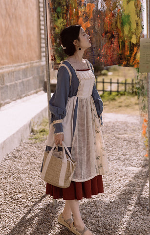 Vestido de doncella de patchwork
