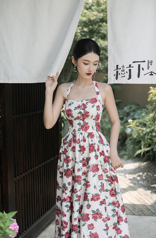 Retro Rose Midi Dress