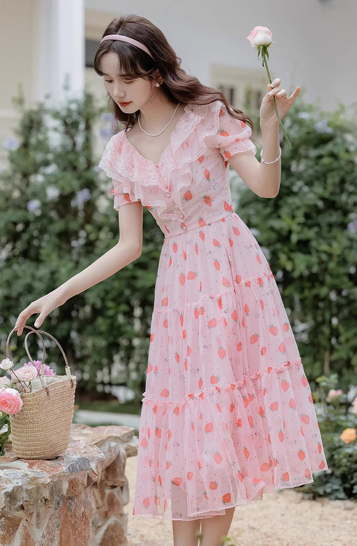 Strawberry Girl Midi Dress