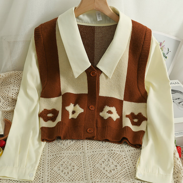 Chaleco retro Daisy con bloques de color y doble uso