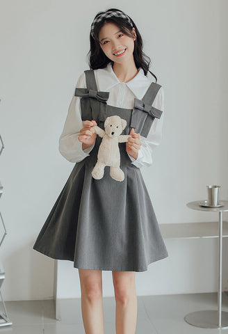 Little Bow Mini Pinafore Dress Set