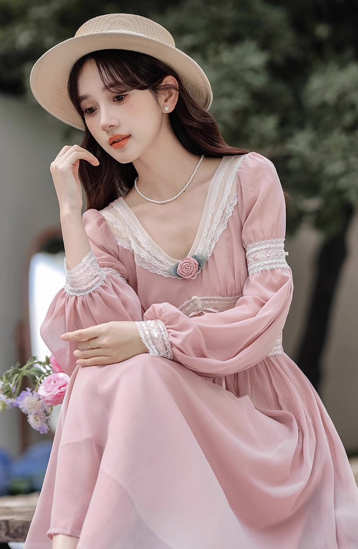 Vestido midi de hada rosa