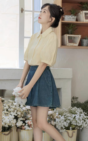 Flared Denim Shorts