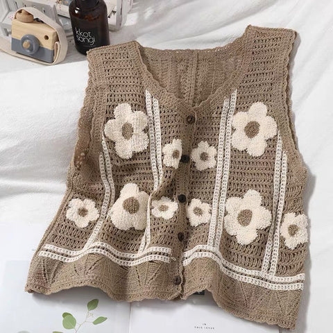 Chaleco de crochet de margaritas