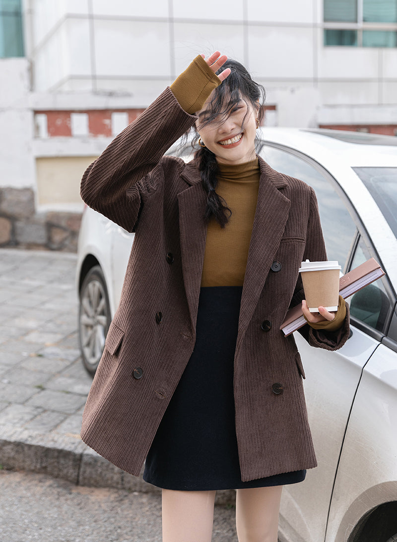 Corduroy Double Breasted Blazer Jacket