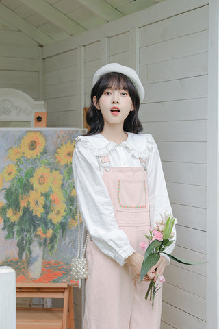 Denim-Overall mit Daisy Chain-Stickerei