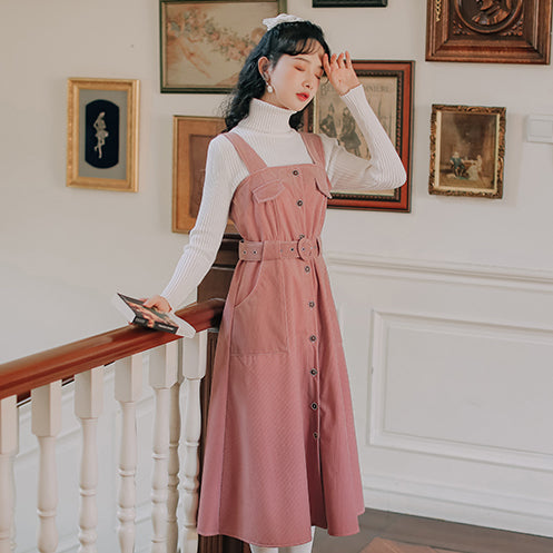 Corduroy Button Up Midi Dress