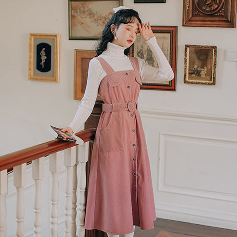 Corduroy Button Up Midi Dress