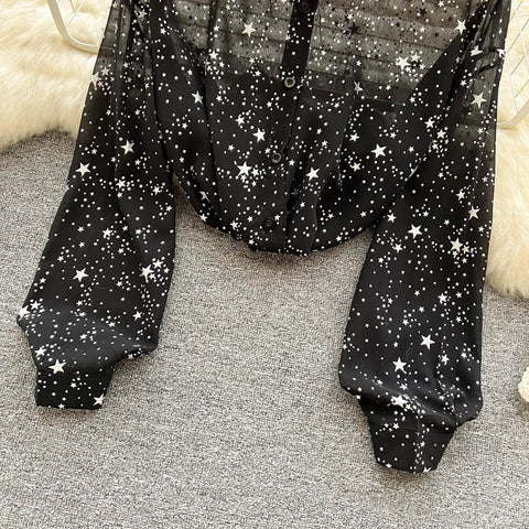 Sheer Starry Button Up Shirt
