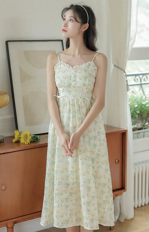 Vestido camisola con estampado de jardín de acuarela