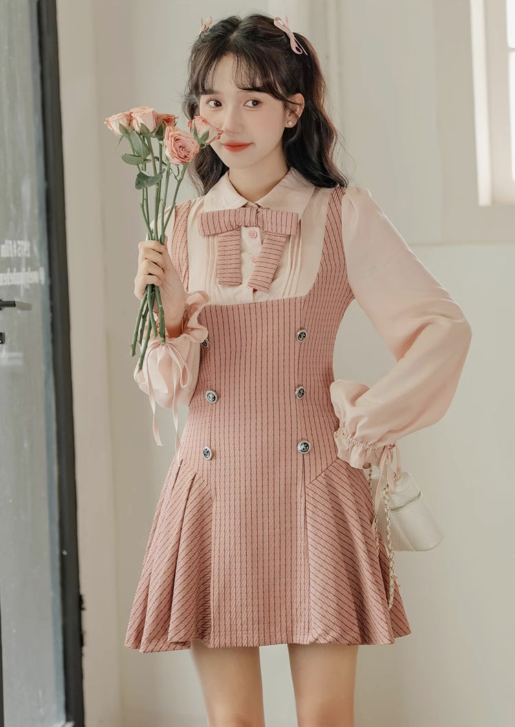 Preppy Stripe Twofer Minikleid
