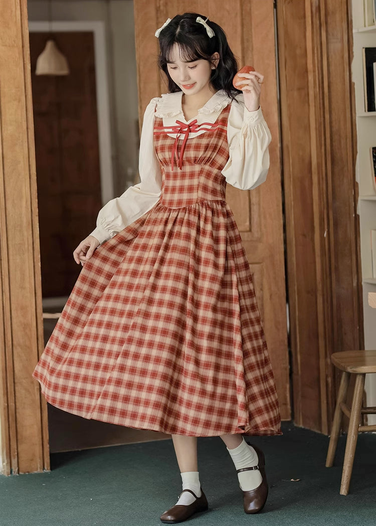 Apple Cider Plaid Twofer Dress