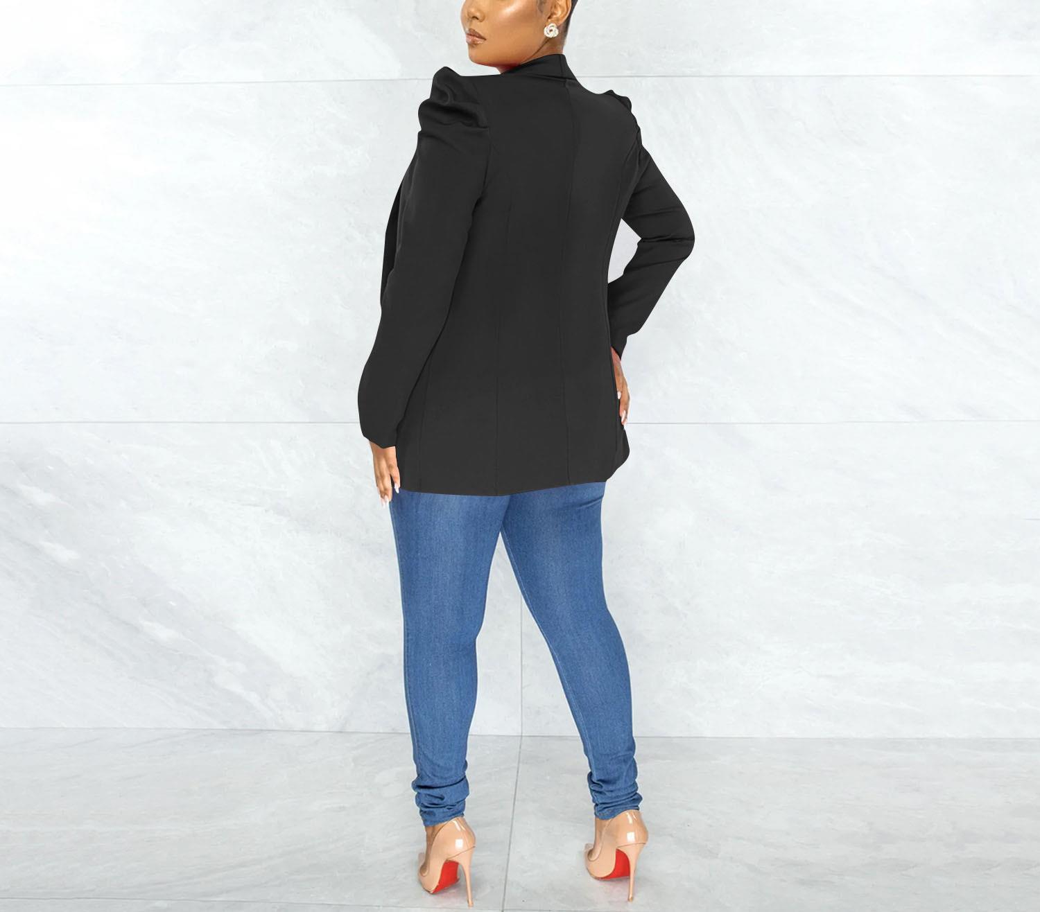 Puff Sleeve Blazer Jacket - Black