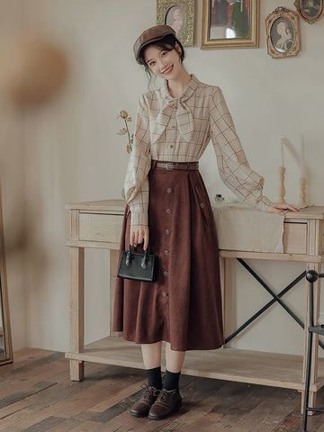 Button Up Suede Pinafore Dress