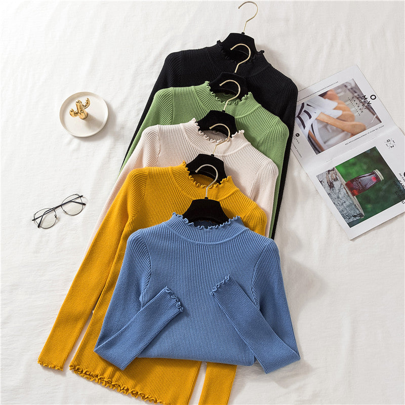 Basic Frilly Mock Neck Sweater