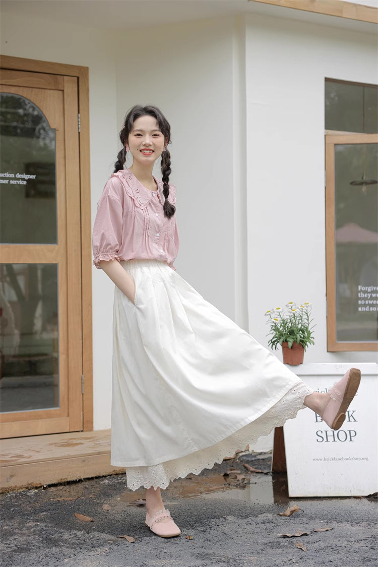 Bluse mit Broderie-Kragen