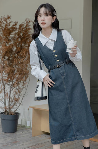 Denim Midi Pinafore