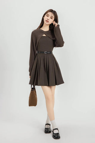 Two-Piece Mini Cami Dress & Sweater Set