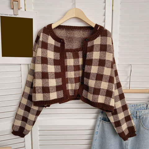 Gingham Cropped Cardi & Cami Set