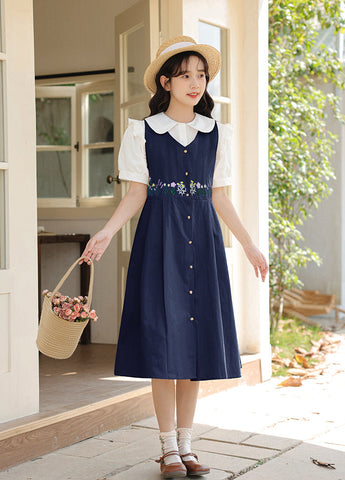Wild Garden Button Pinafore Dress
