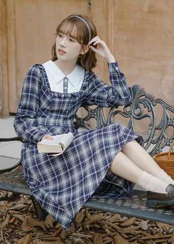 Uni Plaid Midi Dress