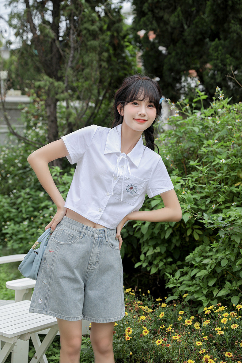 Saturn Embroidered Shorts