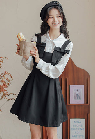 Little Bow Mini Pinafore Dress Set