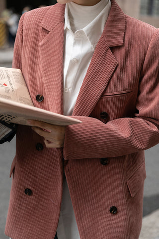 Corduroy Double Breasted Blazer Jacket