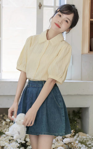 Flared Denim Shorts