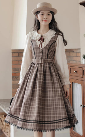 Mocca Plaid Midi Dress