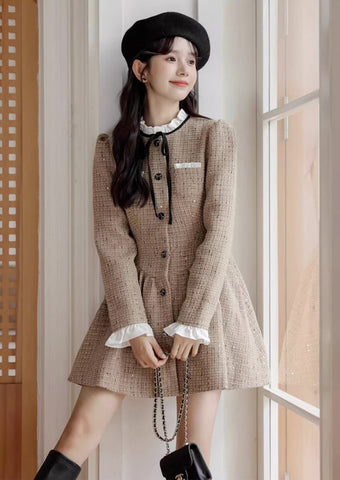 Latte Tweed-Minikleid