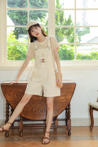 Honey Bear Short Overalls