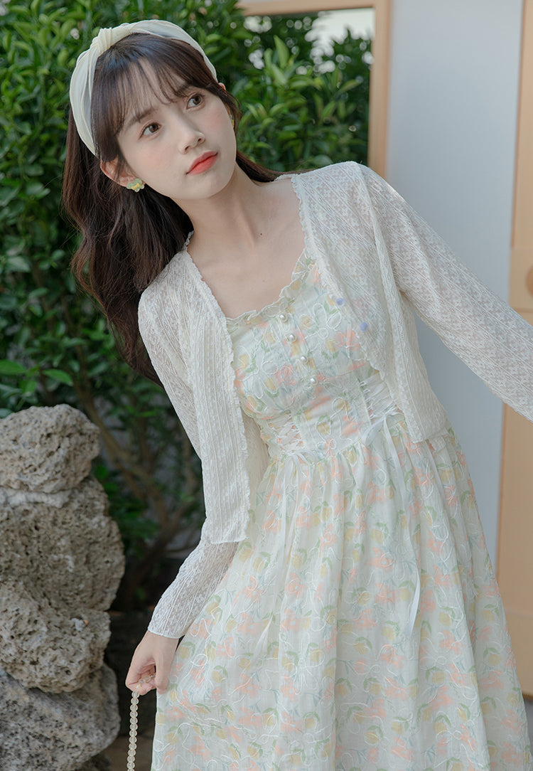 Vestido camisola con estampado de jardín de acuarela