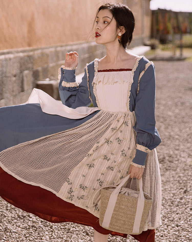 Vestido de doncella de patchwork