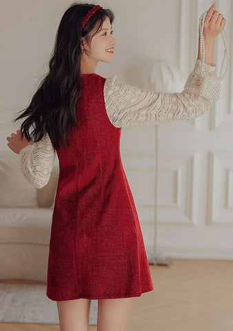 Lace Bow Sweater Dress