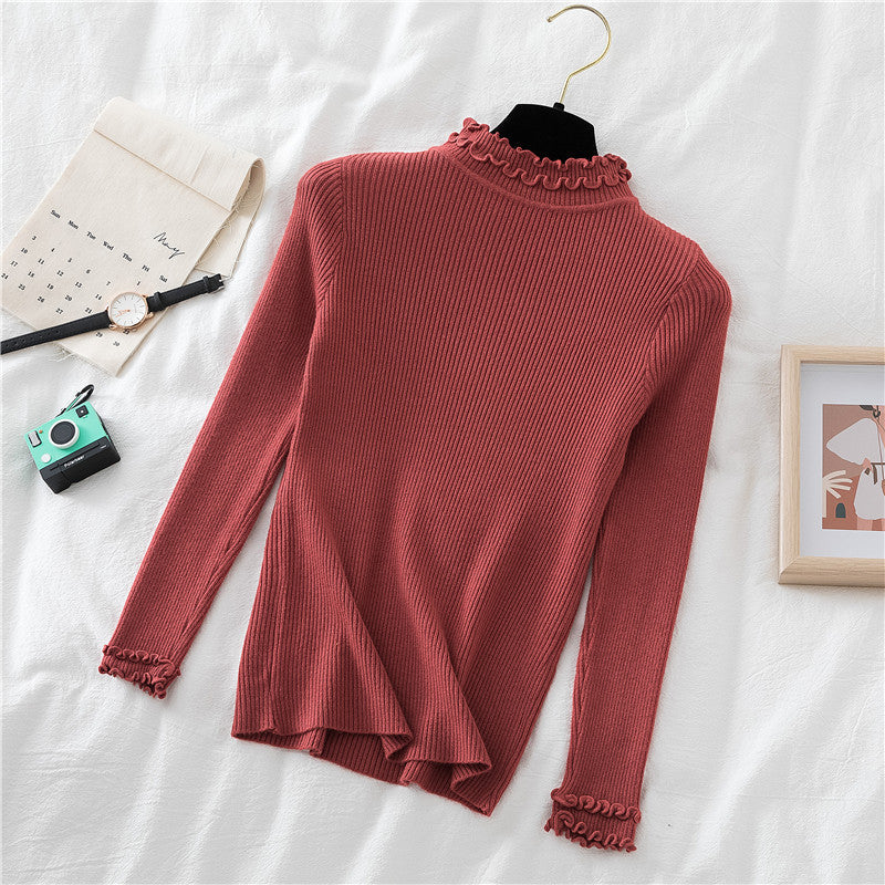 Basic Frilly Mock Neck Sweater