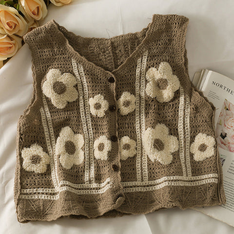 Chaleco de crochet de margaritas