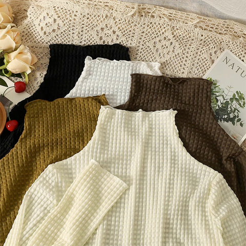 Camisa de capas de crepé gofre