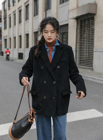 Corduroy Double Breasted Blazer Jacket