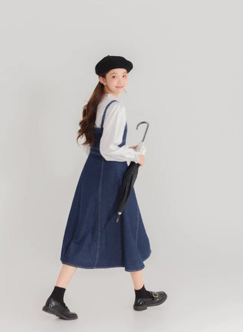 Midi-Camisole-Kleid aus Denim mit Knopfleiste