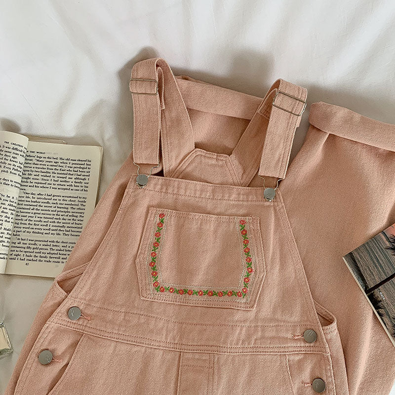 Denim-Overall mit Daisy Chain-Stickerei