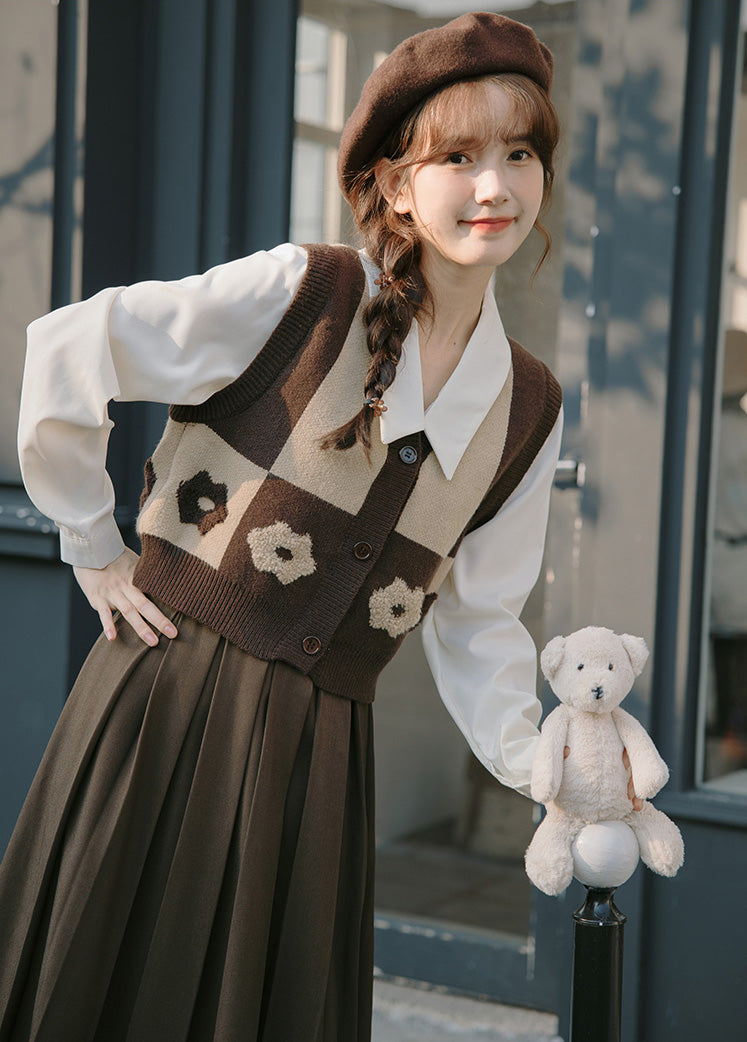 Chaleco retro Daisy con bloques de color y doble uso