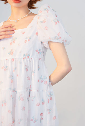 Strawberry Bunny Tiered Dress