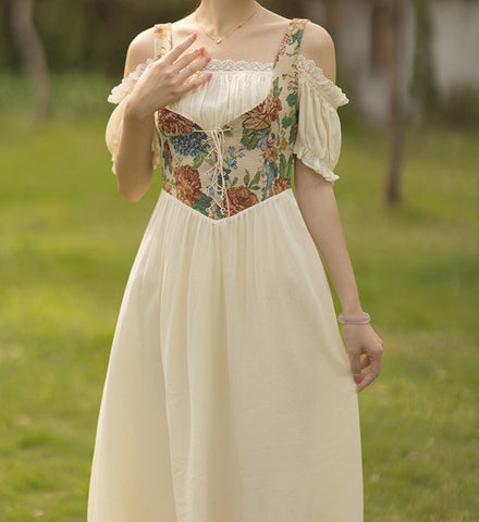 Rustic Floral Corset Twofer Dress