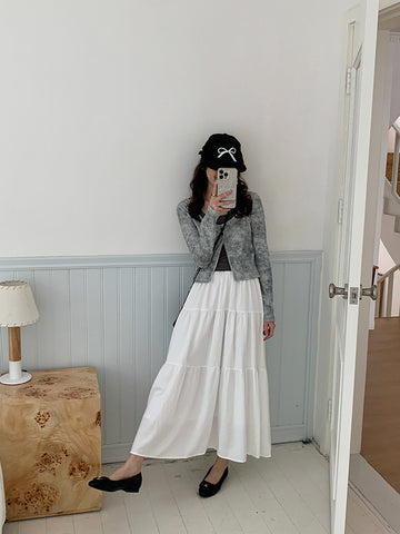 Pleated Tiered Maxi Skirt